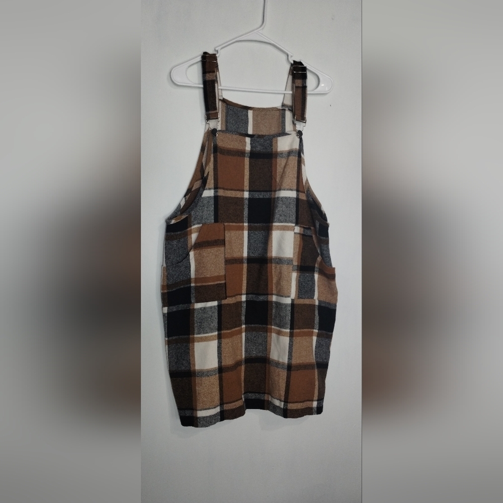 Shine Curve Plaid Overall Dress (1XL)